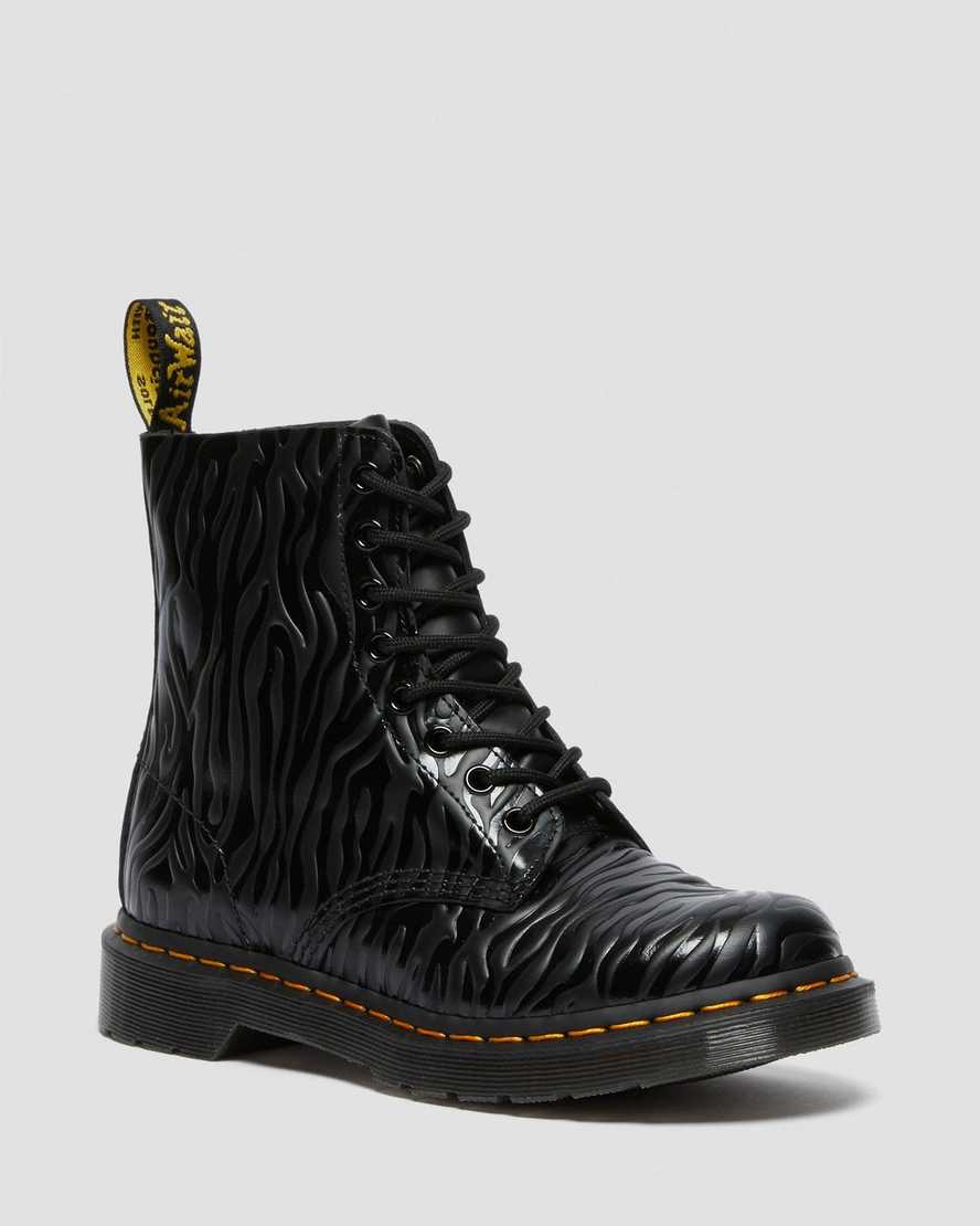 Dr. Martens 1460 Pascal Zebra Emboss Lær Snørestøvler Dame Svart [9420MRYWE]